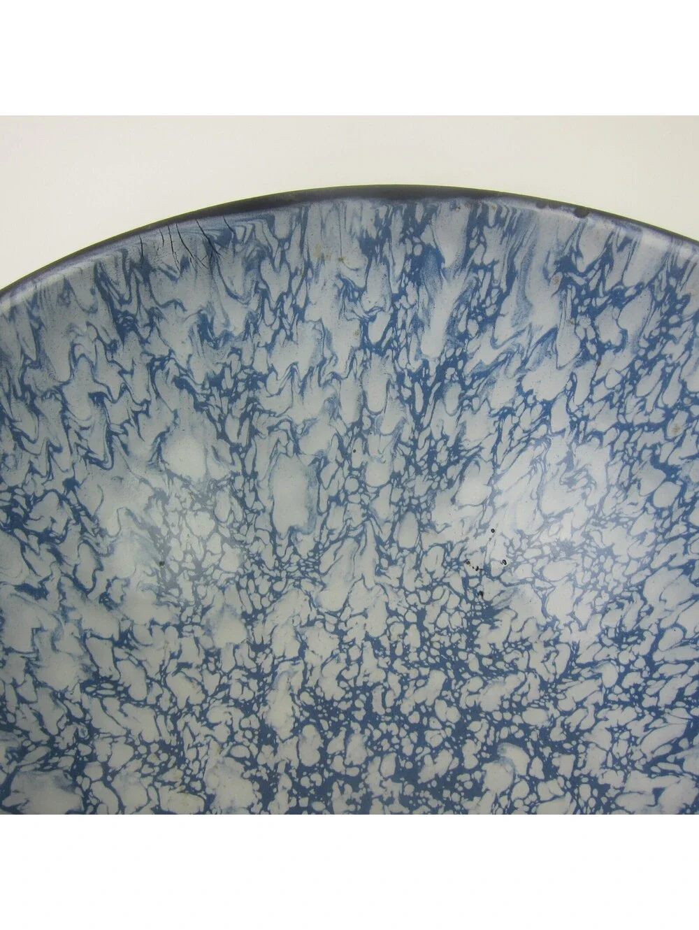 Antique Graniteware Mixing Bowl Blue Swirl 8